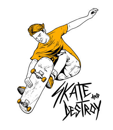 illustration of skateboardingのイラスト素材