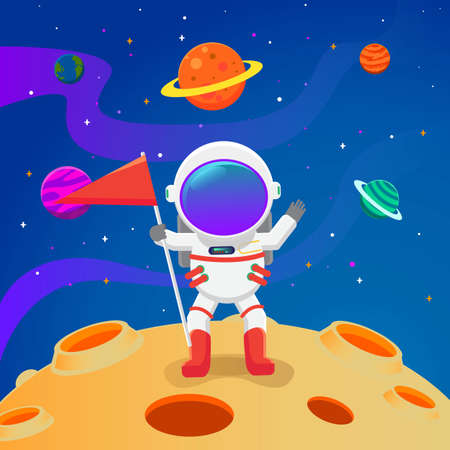 astronaut and spaceshipsのイラスト素材