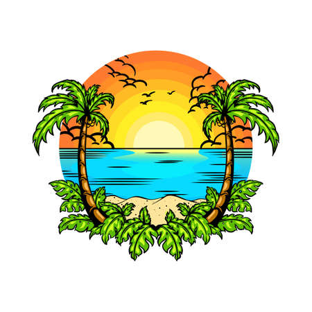 beutiful beach artworkのイラスト素材