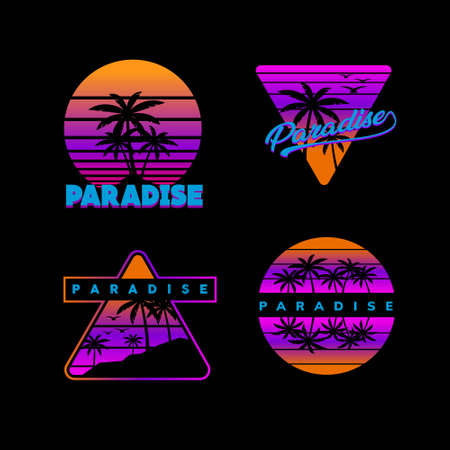beach retro design styleのイラスト素材