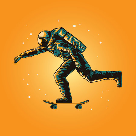 astronauts skateboarding llustrationのイラスト素材
