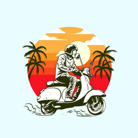illustration of around the beach by scooterのイラスト素材
