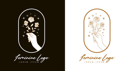 beautiful hand and feminine logo template designのイラスト素材