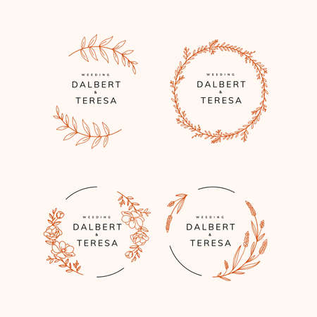 beautiful feminine frame for logo and mascotのイラスト素材