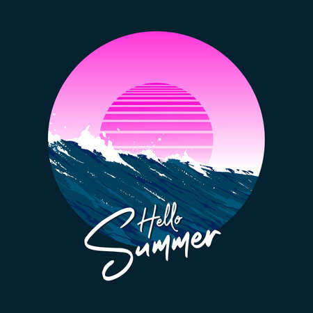 beach illustration for t-shirt designのイラスト素材