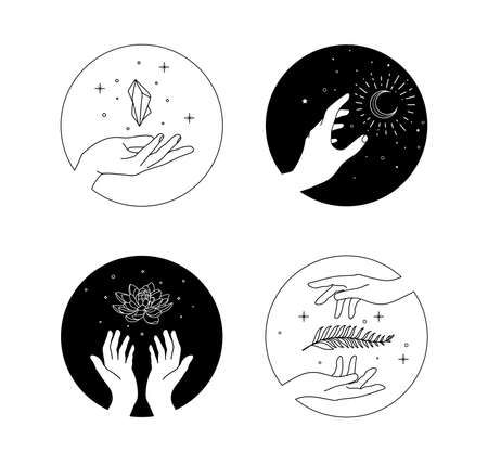 beautiful hand and feminine illustrationのイラスト素材
