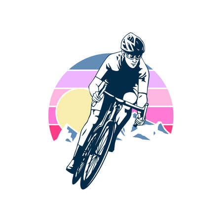 retro bicycle sport illustrationのイラスト素材