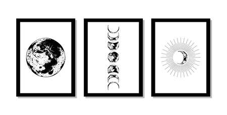 moon shape  illustration for wall designのイラスト素材