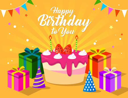 happy birthday art design for celebrationのイラスト素材