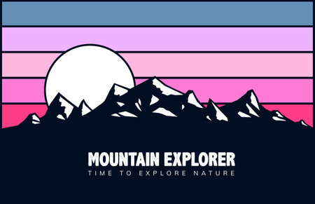 retro mountain illustrationのイラスト素材