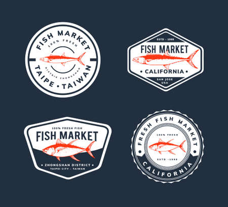 fishing market logo designのイラスト素材