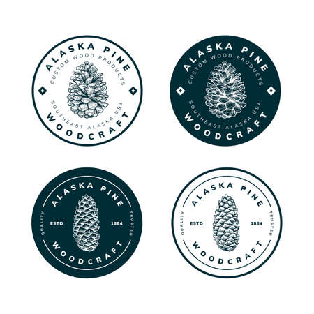 pine cone illustration for logo, badge and othersのイラスト素材