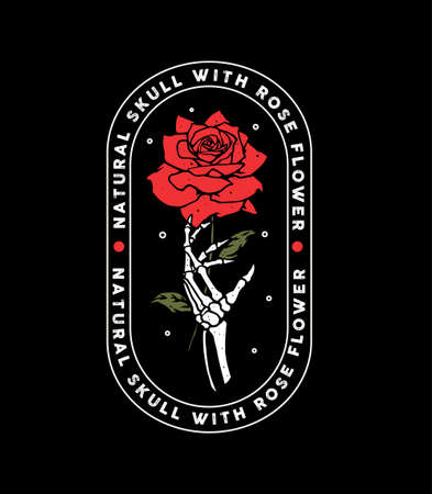 skull and flower illustration for t-shirt designのイラスト素材