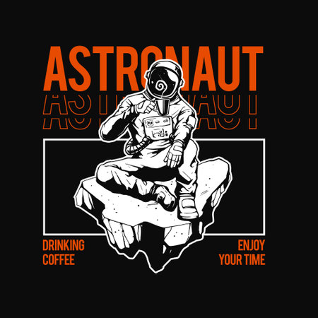 astronaut drinking coffee illustrationのイラスト素材