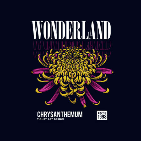 chrysanthemum flower artwork for t-shirt designのイラスト素材