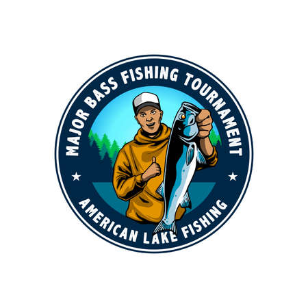 fishing logo template designのイラスト素材