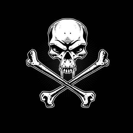 skull with danger sign illustrationのイラスト素材
