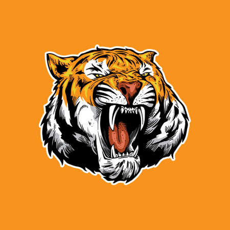 tiger head illustration for t-shirt designのイラスト素材