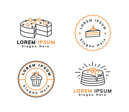 sweet desert set with outline art for logo template designのイラスト素材