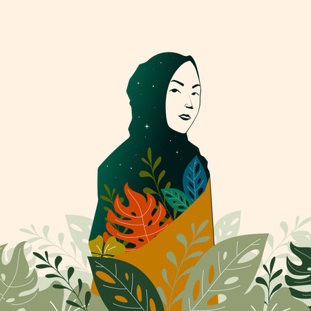 hijab illustrationのイラスト素材