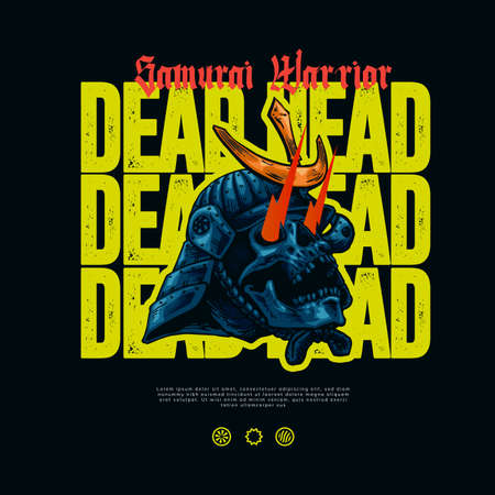 samurai head with japanese street wearのイラスト素材