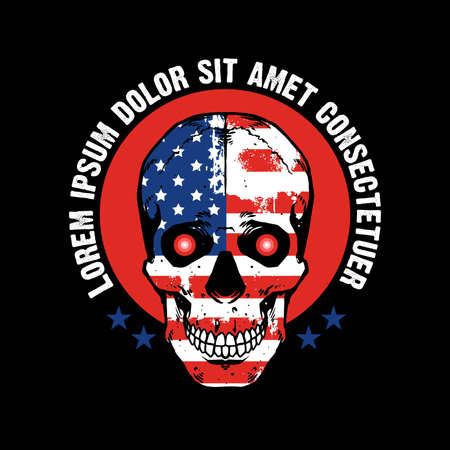 skull with american flagのイラスト素材