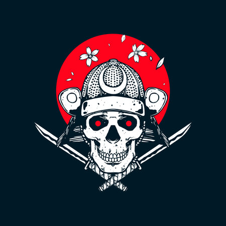 samurai with skull faceのイラスト素材
