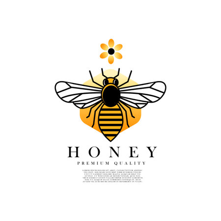 Honey bee logo template vector illustration. Honey bee icon. Honey bee logo.のイラスト素材