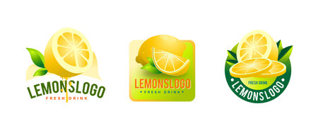 vector illustration of fresh lemon with green leaves.のイラスト素材