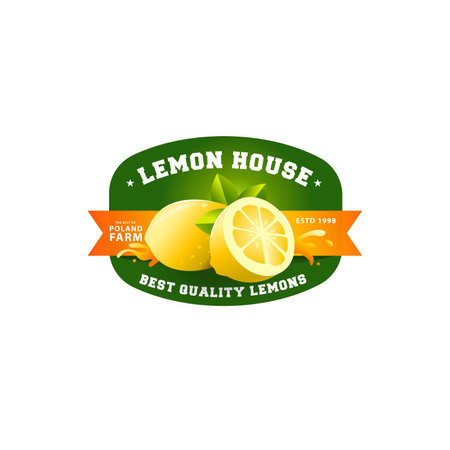 Vector illustration of fresh lemon with ribbon.のイラスト素材