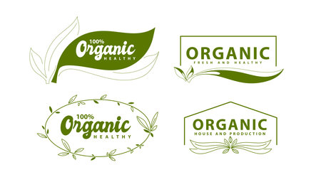 Organic product labels and badges setのイラスト素材