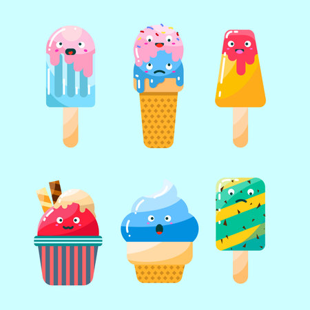 Cute cartoon ice creamのイラスト素材