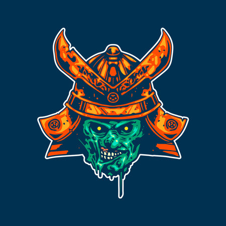 samurai head with zombie faceのイラスト素材