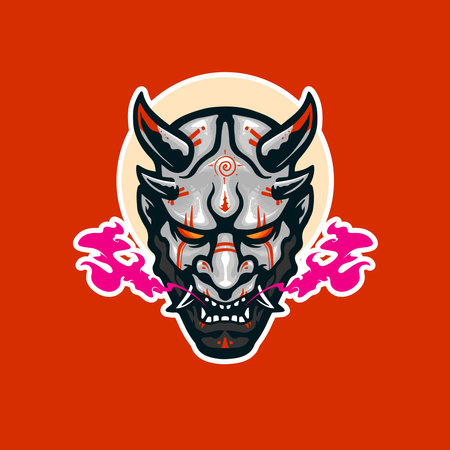 oni demon mask of samurai armorのイラスト素材