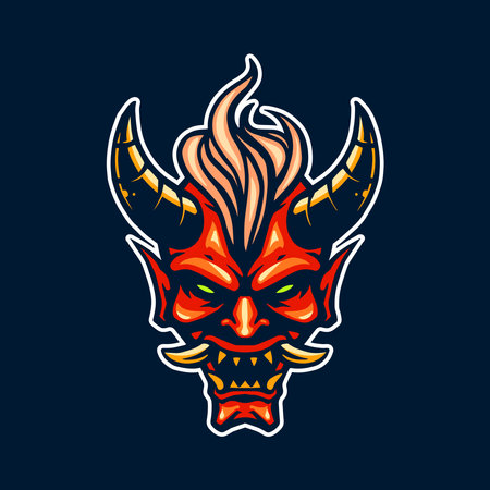 oni demon mask of samurai armorのイラスト素材
