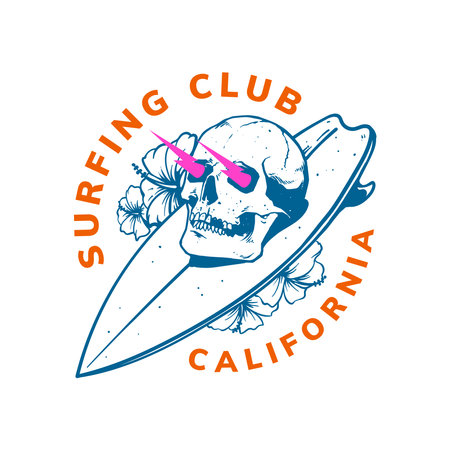 Skull and surfboardのイラスト素材