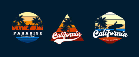 Set of surf logo, emblems, badges, design elements