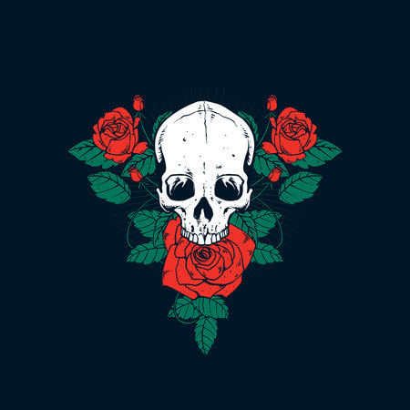 Skull and rosesのイラスト素材