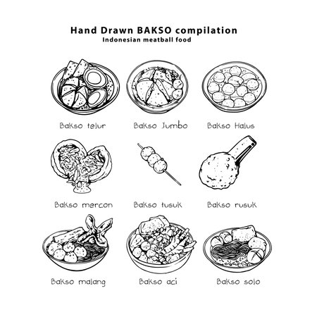 Hand drawn sketch of baksoのイラスト素材