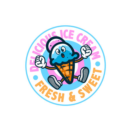 illustration of ice cream character in cartoon style.のイラスト素材