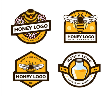 Set of honey labels, badges, emblems and design elements.のイラスト素材