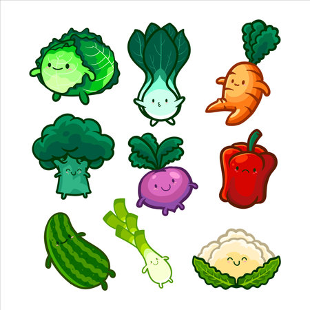 Cartoon vegetables setのイラスト素材