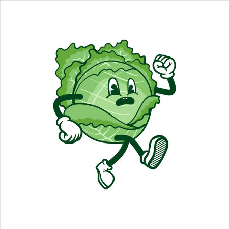 Cute cartoon cabbage characterのイラスト素材