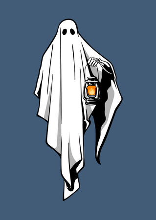 Halloween ghost with a lanternのイラスト素材