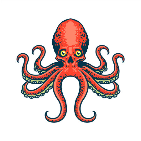 Octopus kraken skull faceのイラスト素材