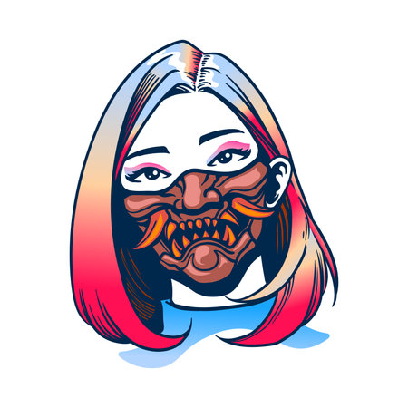 woman with red mask demonのイラスト素材