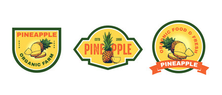 pineapple labels setのイラスト素材