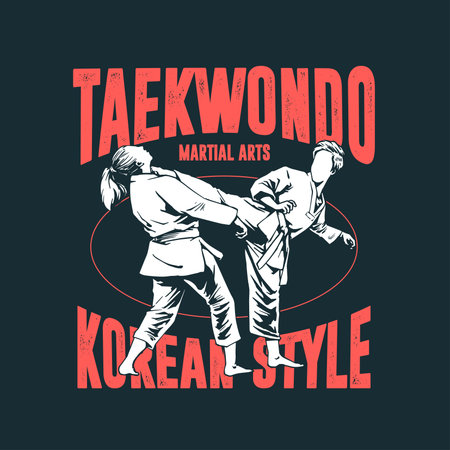 Tae Kwon Do, Korean martial arts, vector illustration.のイラスト素材