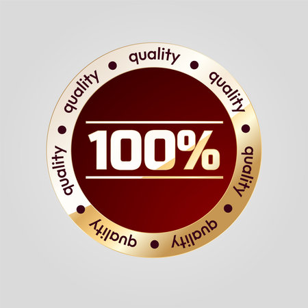 Red and gold badge 100% quality assuranceのイラスト素材