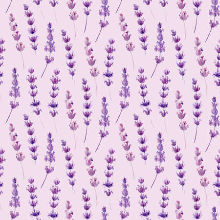 lavender background. Watercolor flower. Seamless pattern, abstract paintingの写真素材
